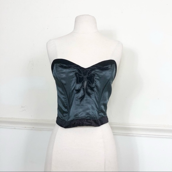 Victoria's Secret Other - Victoria’s Secrets Vintage 80’s XS a black satin bustier SEXY